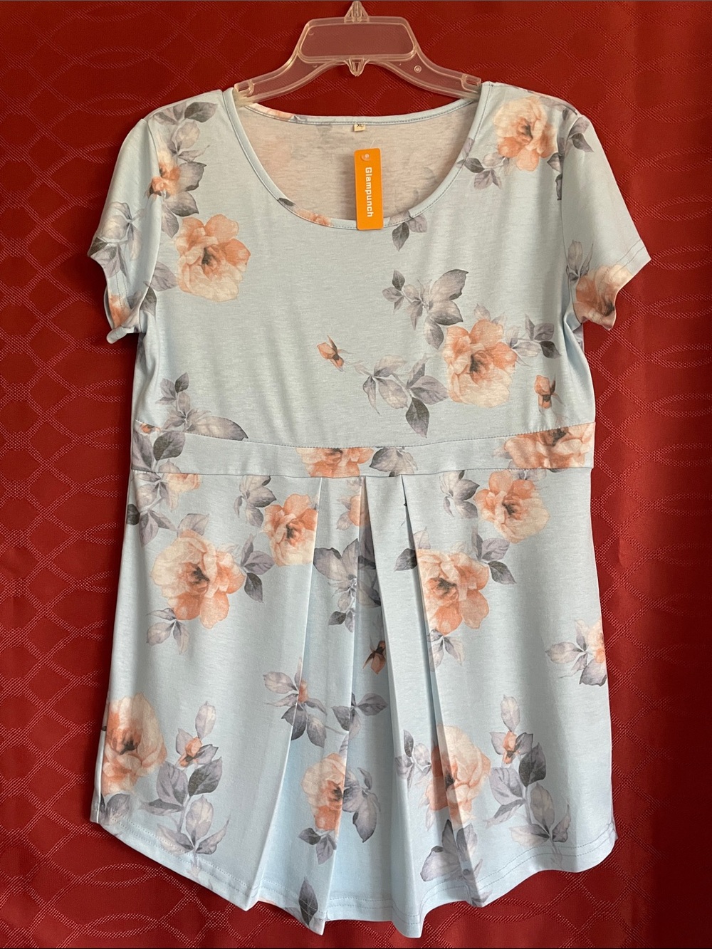 Maternity Light Blue Floral Short Sleeve Top